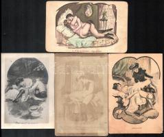 13 db RÉGI motívum fotó képeslap: erotikus, pornográf. Vegyes minőség / 13 pre-1950 motive photo pos...