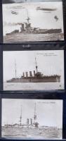 45 db RÉGI motívum képeslap albumban: angol és francia hadihajók / 45 pre-1945 motive postcards in a...