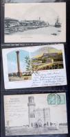 100 db RÉGI egyiptomi városképes és motívumlap albumban / 100 pre-1945 Egyptian town-view and motive postcards in album