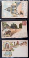 40 db RÉGI francia képeslap albumban: csak Párizsi lithok. Vegyes minőség / 40 pre-1910 French postc...