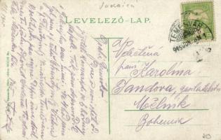 1915 Temesvár, Timisoara; Liget út és izraelita templom, zsinagóga, villamos / street view, synagogu...