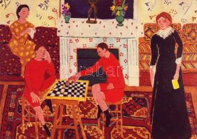 Oroszország: sakkozók H.Matisz festménye után, sakkbélyegzővel C