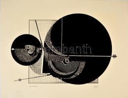 Joseph Kádár (1936-2019): Kompozíció. Elektrográfia, papír, jelzett, számozott (98/100), 36×53 cm
