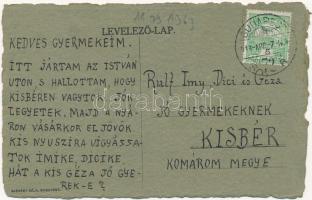 1913 Budapest, Csókol benneteket Hikoson bácsi. Kézzel festett művészlap / Hungarian hand-painted ar...