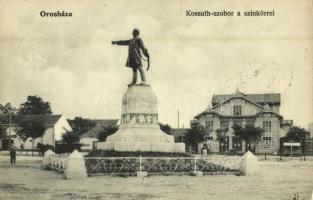 1906 Orosháza, Kossuth szobor a színkörrel, Nyári színkör épülete, üzlet (EB)