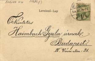 1904 Miskolc, Erzsébet tér, Kossuth Lajos szobor, Gyógyszertár