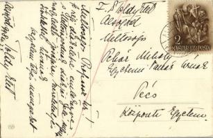 1938 Karácsonyi üdvözlet! Mikulás / Christmas greeting art postcard with Saint Nicholaus. A.G.B. lit...