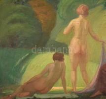 Borszéki Frigyes (1880-1950): Fürdőző nők. Olaj, vászon, jelzett, keretben, 80×96 cm