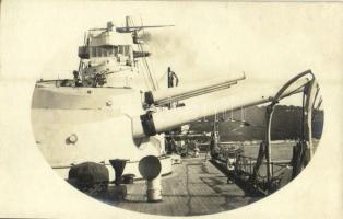 Osztrák-Magyar Haditengerészet Tegetthoff-osztályú csatahajó, fedélzeti ágyúk / K.u.K. Kriegsmarine / Austro-Hungarian Navy Tegetthoff-class battleship, deck cannons. photo