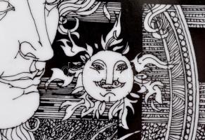 Hollóházi Szász Endre által tervezett mintával díszített porcelán tál, jelzett, kis kopásnyomokkal, ...