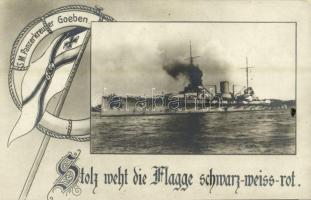 Stolz weht die Flagge schwarz-weiss-rot. SM Panzerkreuzer Goeben (Kaiserliche Marine) / SMS Goeben Moltke-class battlecruiser of the Imperial German Navy. Art Nouveau, flag