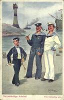 Der zukünftige Admiral. K.u.K. Kriegsmarine / Austro-Hungarian Navy humour art postcard, mariners and admiral. Österr. Flottenverein Serie IV. Nr. 1. s: Fritz Schönpflug (EK)