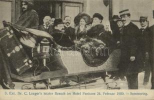 1900 Semmering, S. Exc. Dr. C. Luegers letzter Besuch im Hotel Panhans 24. Februar / Karl Luegers last visit in Hotel Panhans (Austrian politician, mayor of Vienna, and leader and founder of the Austrian Christian Social Party)