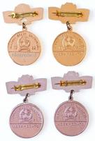 ~1950. 4 db-os "BM" Újpest fém jelvény síelés, labdarúgás és úszás témában (30x~55mm) T:1-