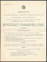 1935 Meghívó a M. Kir. Ferenc József Tudományegyetem évzáró ünnepélyére, borítékkal