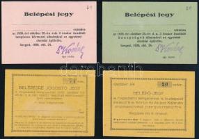 1930 Miniszteri meghívók, belépők a szegedi Fogadalmi-templom felszentelésére, boríték, 9 db belépő,...