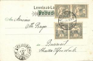 1900 Lady head in flower. Art Nouveau, litho (small tear)