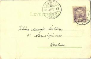 1901 Lady head in flower. Art Nouveau, litho (fa)