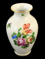 Herendi dombornyomott virágmintás porcelán váza, kézzel festett, jelzett, kis kopásnyomokkal, m: 14 cm