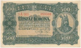1923. 500K Magyar Pénzjegynyomda Rt. Budapest nyomdahely jelöléssel T:I- Adamo K34