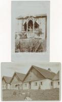 1908 Szomolnok, Schmölnitz, Smolník; házak és Mária villa - 2 db régi fotó képeslap / houses and Villa Maria - 2 photo postcards
