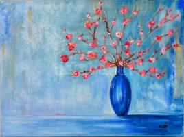 Illés Krisztina (1969- ): Cseresznyevirágzás. Akril, vászon, jelzett, 30×40 cm