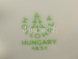 Hollóházi porcelán virágmintás kulacs, kézzel festett, jelzett, m: 21,5 cm