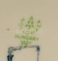 Hollóházi porcelán virágmintás váza, matricás, jelzett, kis kopásnyomokkal, m: 15 cm