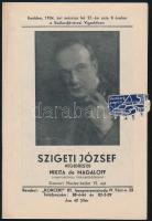 1934 Szigeti József hegedűestje Nikita de Magaloff közreműködésével, műsorfüzet, 15p