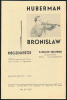 1933 Huberman Bronislaw hegedűestje Schultze Siegfried közreműködésével, 11p