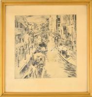 Jelzés nélkül: Ünnepnap Velencében. Rézkarc, papír, üvegezett keretben, 29,5×28,5 cm