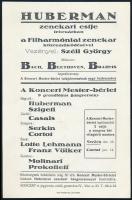 1924-1936 6 db koncertműsorlap (Dohnányi Ernő, Basiliedes Mária, Huberman, Szigeti, Csuka BÉla, Láng...