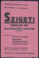 1924-1936 6 db koncertműsorlap (Dohnányi Ernő, Basiliedes Mária, Huberman, Szigeti, Csuka BÉla, Láng...