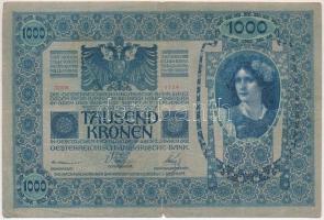 1902. 1000K piros "MAGYARORSZÁG" körbélyegzővel valamint hamis "Mohács Város Pénztári...