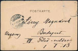 1910 Lóczy Lajos (geológus, 1849-1920) saját kézzel írt levelezőlapja Landeckből