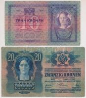 1904. 10K + 1913. 20K mindkettő hamis szerb bélyeggel és "Montenegró" bélyegzéssel T:III,I...