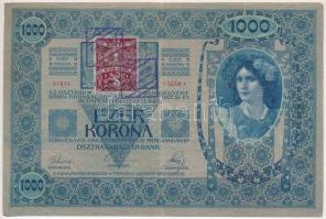 1902. 1000K csehszlovák bélyeggel T:III kis szakadás
