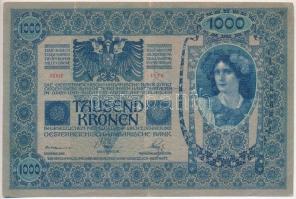 1902. 1000K csehszlovák bélyeggel T:III kis szakadás