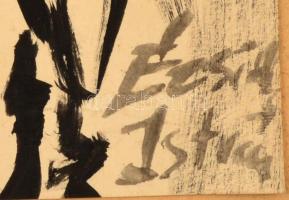 Élesdy István (1912-1987): Séta az utcában. Tus, papír, jelzett, 30×20 cm