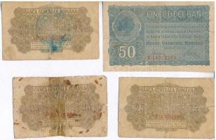 Románia / Német megszállás 1917. 25b (3x) egyik felülbélyegezve + 50b T:III--IV ragasztott, foltos, ...