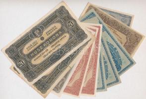 1920-1923. 10db-os vegyes magyar korona bankjegy tétel T:II,III szakadás