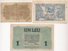 Románia 1920. 2L + Német megszállás 1917. 25b + 1L T:III,III- Romania 1920. 2 Lei + German occupation 1917. 25 Bani + 1 Leu C:F,VG