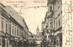 1905 Győr, Kazinczy utca, Szirmai Mór, Kohn Mór üzlete. Rembrandt fényirda (EB)