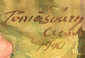 Tömösváry Aranka (?-): Olvasó akt. Akvarell, papír, jelzett,  44×31 cm