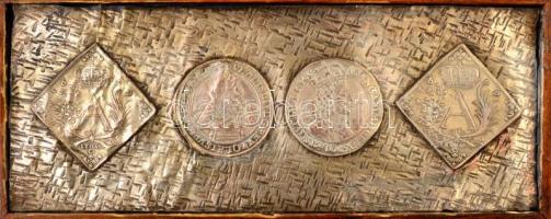 Dekoratív fa doboz, ezüstözött fedéllel, kis kopásokkal, 25,5×11×5 cm