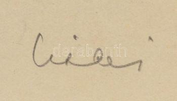 Lipták Pál (1922-2007):  Táj kép házzal. Tus, papír, 22×29 cm