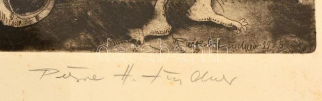 Olvashatatlan jelzéssel: Bábszínház, rézkarc, papír, üvegezett fa keretben, 36×49 cm