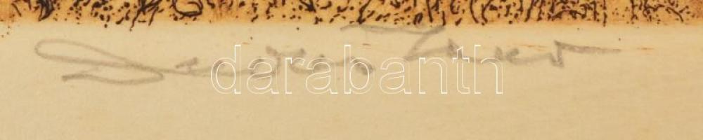 Dudás Jenő (1900-1991): Erdő széle. Színezett rézkarc, papír, jelzett, 29×39 cm