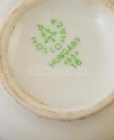 Hollóházi Unicum kupica, matricás, jelzett, kis kopásokkal, 6 db, d: 4,5 cm + fém Unicum flaska