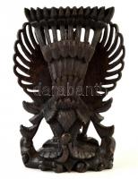 Távol-keleti istenség, szobor, faragott fa, kis sérüléssel, m: 32 cm